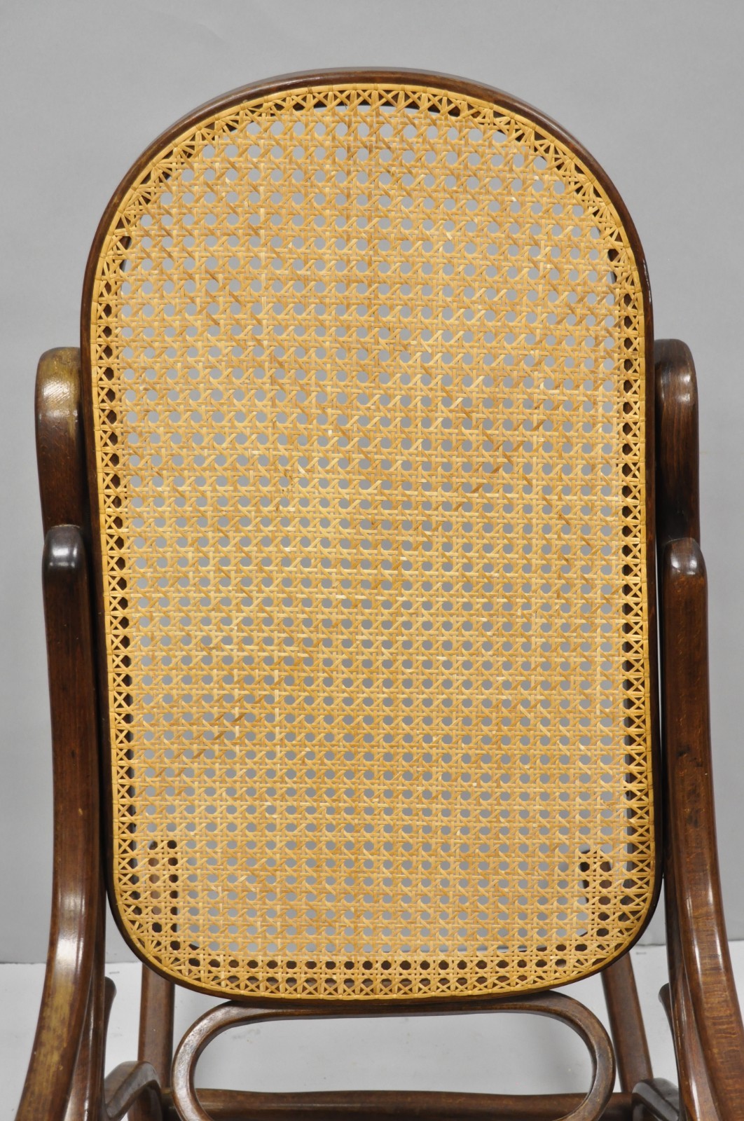 Vintage Mid Century Modern Thonet Style Bentwood & Cane Rocker Rocking Chair (B)