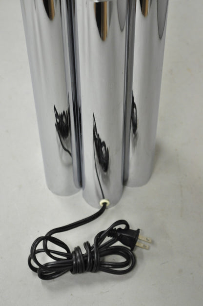 Vintage Mid Century Modern Sculptural Stacked Chrome Skyscraper Table Lamp
