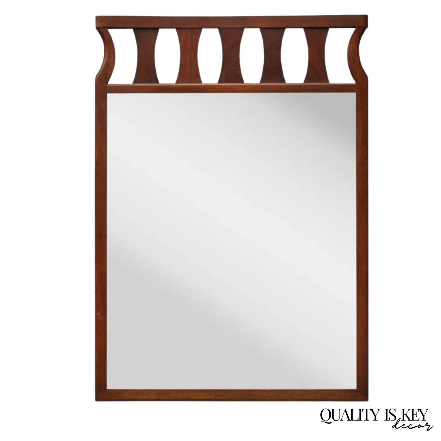 Vintage Mid Century Modern Walnut Kent Coffey Broyhill Brasilia Style Mirror