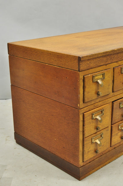 Antique Arts & Crafts Library 15 Drawer Mission Oak Stacking Card File Cabinet