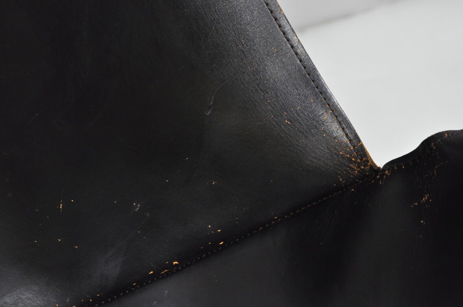 William Katavolos Mid Century Modern Black Leather Sling Steel K Lounge Chair