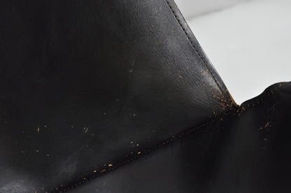 William Katavolos Mid Century Modern Black Leather Sling Steel K Lounge Chair