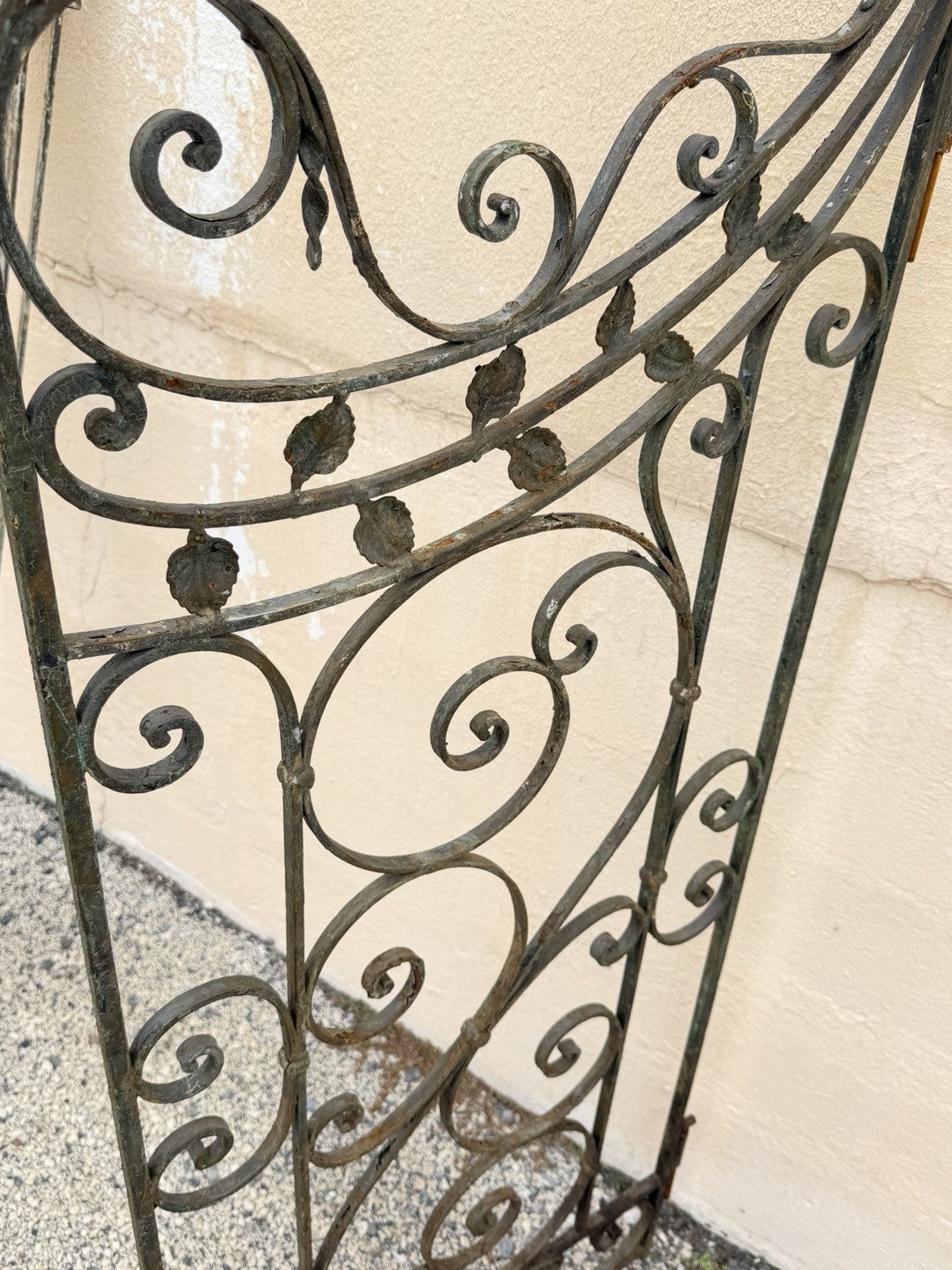 Antique Spanish Renaissance Scrolling Wrought Iron 57 x 45 Garden Entry Gate Set