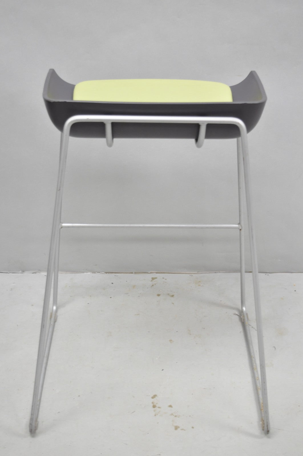 Turnstone by Steelcase Metal Scoop Barstool Stool w/ Green Cushion - Set of 3