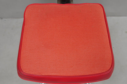 Vintage Mid Century Modern Red Adjustable Chrome Office Desk Chair by HON