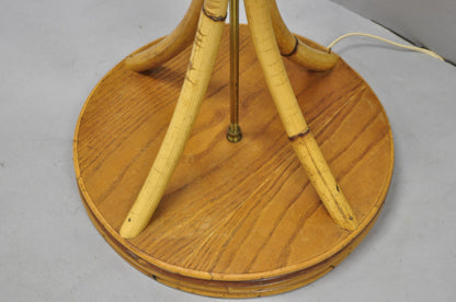 Vintage Mid Century Modern Wrapped Wooden Bamboo Tiki Room Pole Floor Lamp