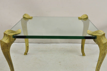 Vintage Hollywood Regency P.E. Guerin Style Gilt Bronze Brass & Glass Side Table