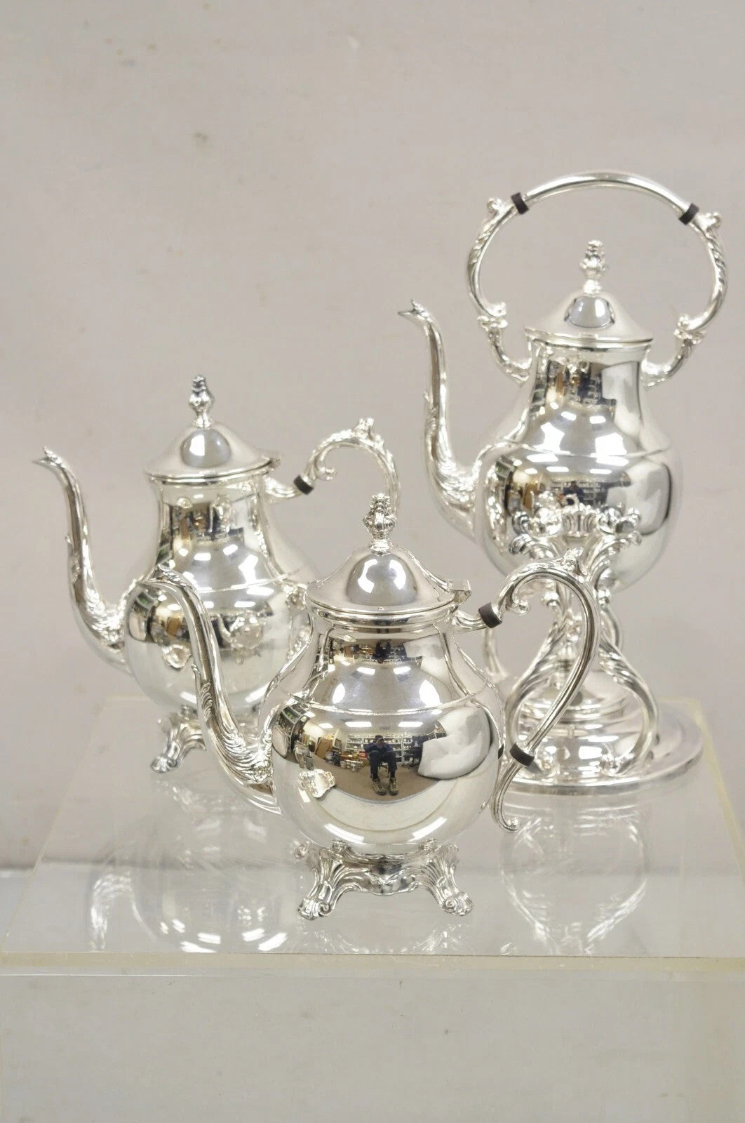 Vintage FB Rogers Victorian Silver Plated Tea Set with Tilting Pot - 6 Pcs