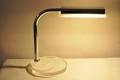 Vintage Mid Century Modern Sculptural Chome & Lucite Arch Table Desk Lamp