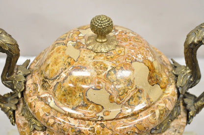 Vintage Bronze and Marble French Baroque Style Lidded Urn Centerpiece Cassolette