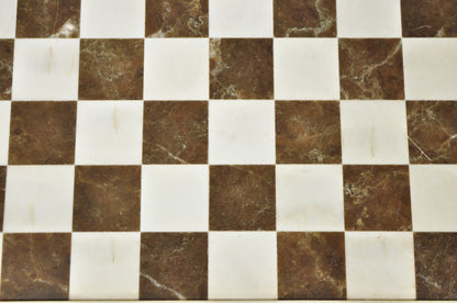 Vintage Mid Century Modern Mosaic Brown Marble Stone Chess Game Checkerboard