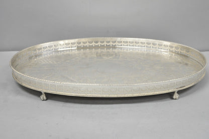 Vintage Viners of Sheffield Edwardian Silver Plated Raised Gallery Oval Tray