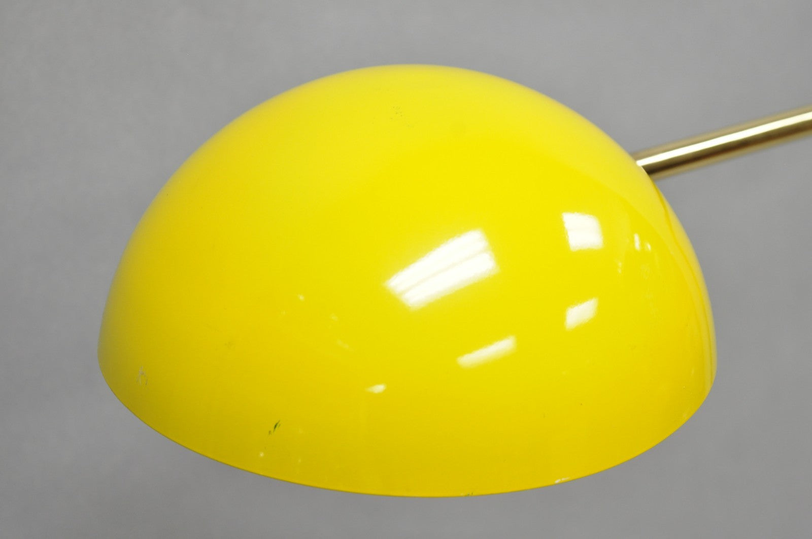 Vintage Mid Century Modern Kurt Versen Style Yellow Gooseneck Saucer Floor Lamp