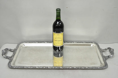 Vintage English Victorian Silver Plated Copper Narrow Serving Platter Bar Tray