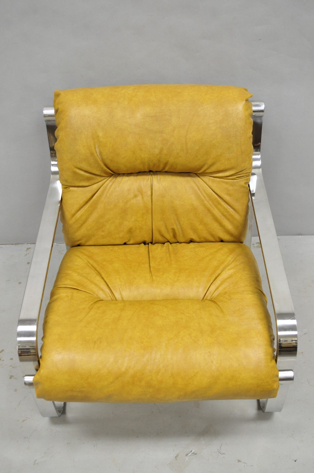 Mid Century Modern Chrome Milo Baughman Style Club Lounge Chair by AGI Ind.