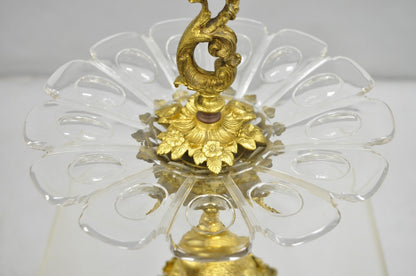French Baroque Louis XV Gold Gilt Bronze Cherub & Glass 2 Tier Candy Dish Stand