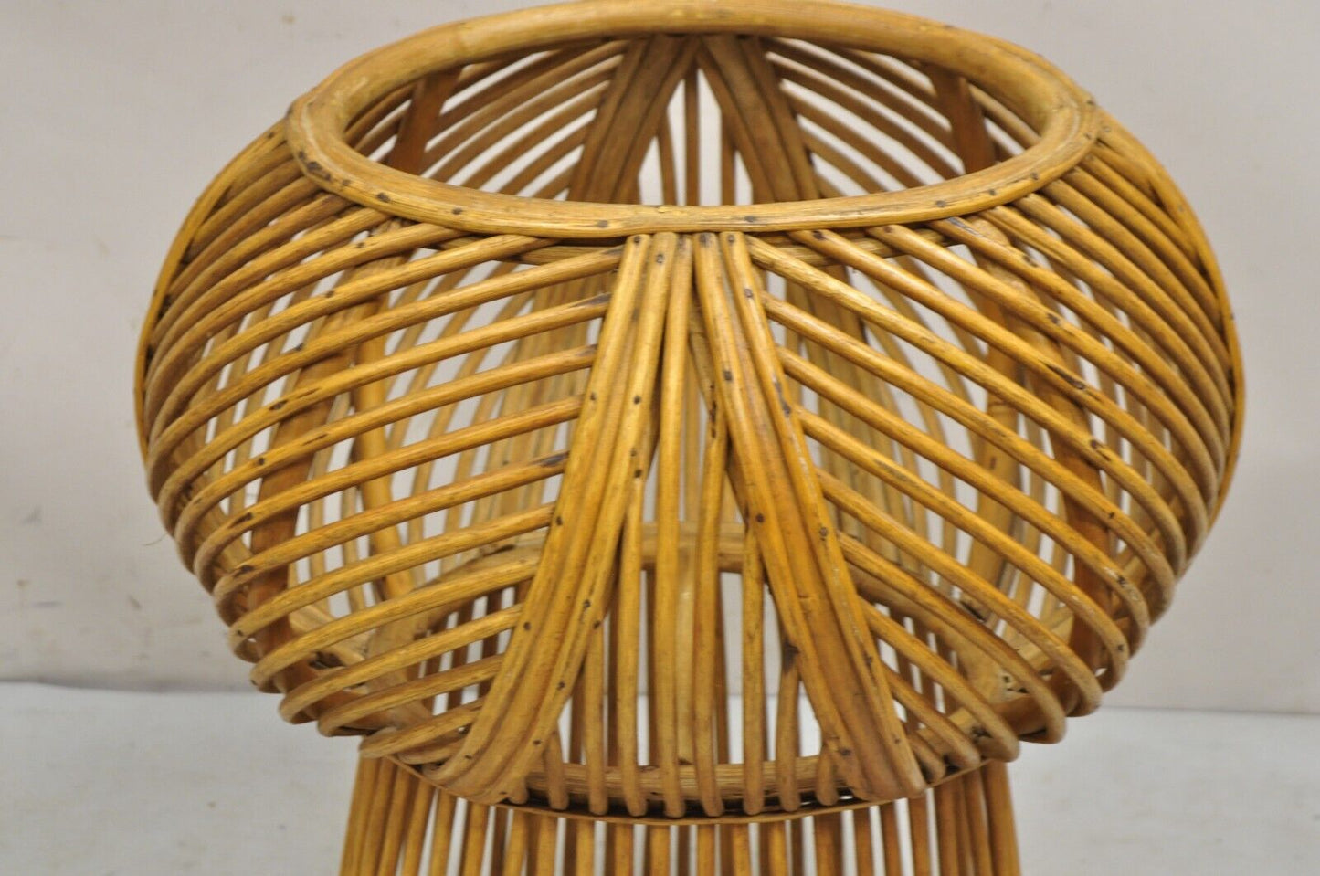 Vintage Mid Century Modern Woven Wicker Franco Albini Style Rattan Plant Stand