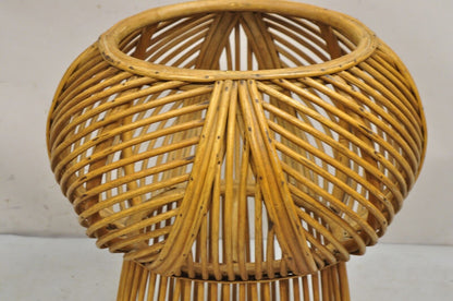 Vintage Mid Century Modern Woven Wicker Franco Albini Style Rattan Plant Stand