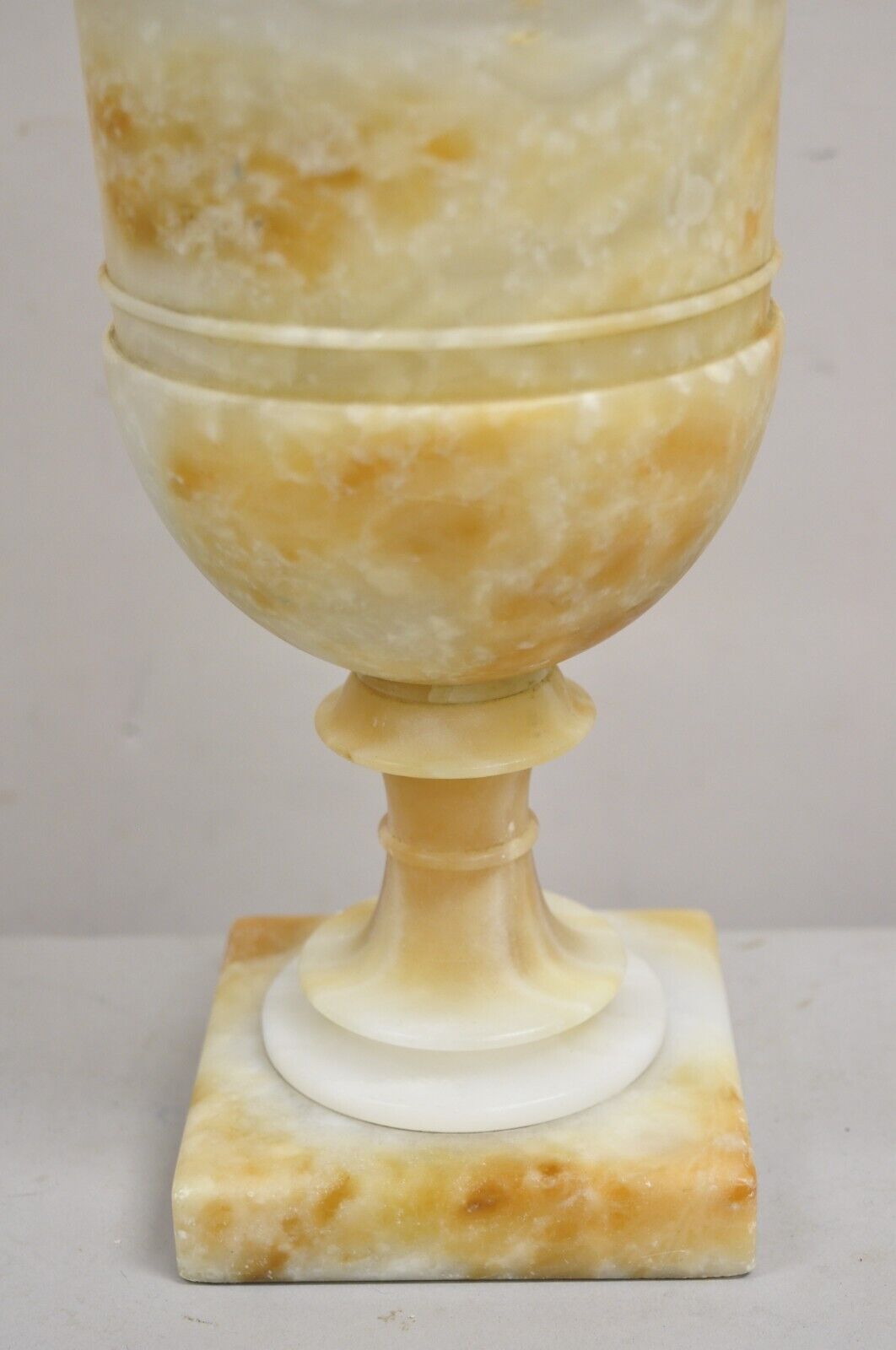 Antique Italian Empire Regency Carved Alabaster Marble Urn Table Lamp