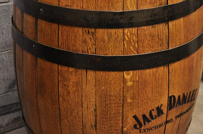 Jack Daniels Whiskey Barrel Engraved Oak Wood with Metal Bands