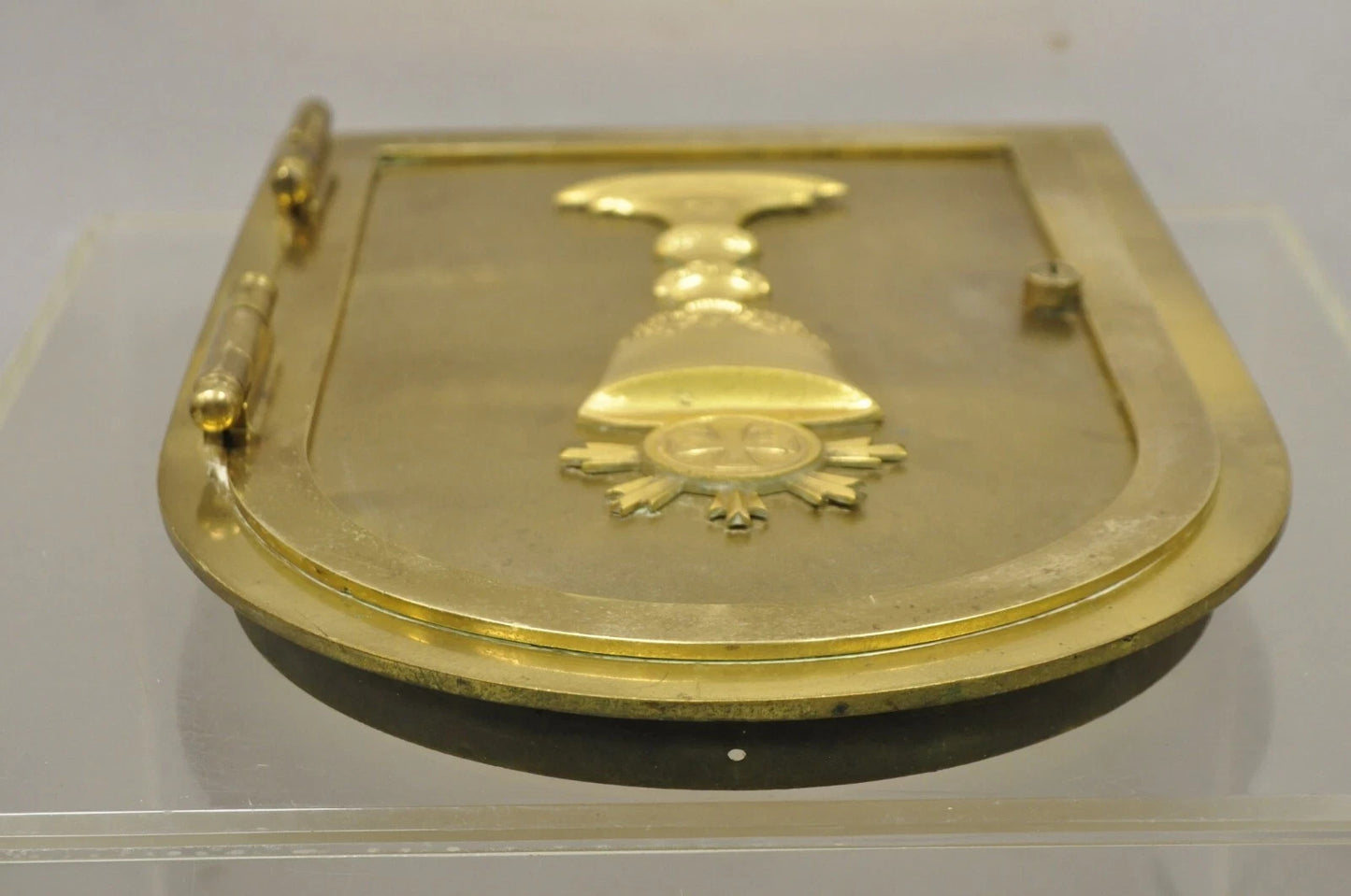 Antique Gothic Bronze Wall Hanging Altar Door Tabernacle with Chalice (A)