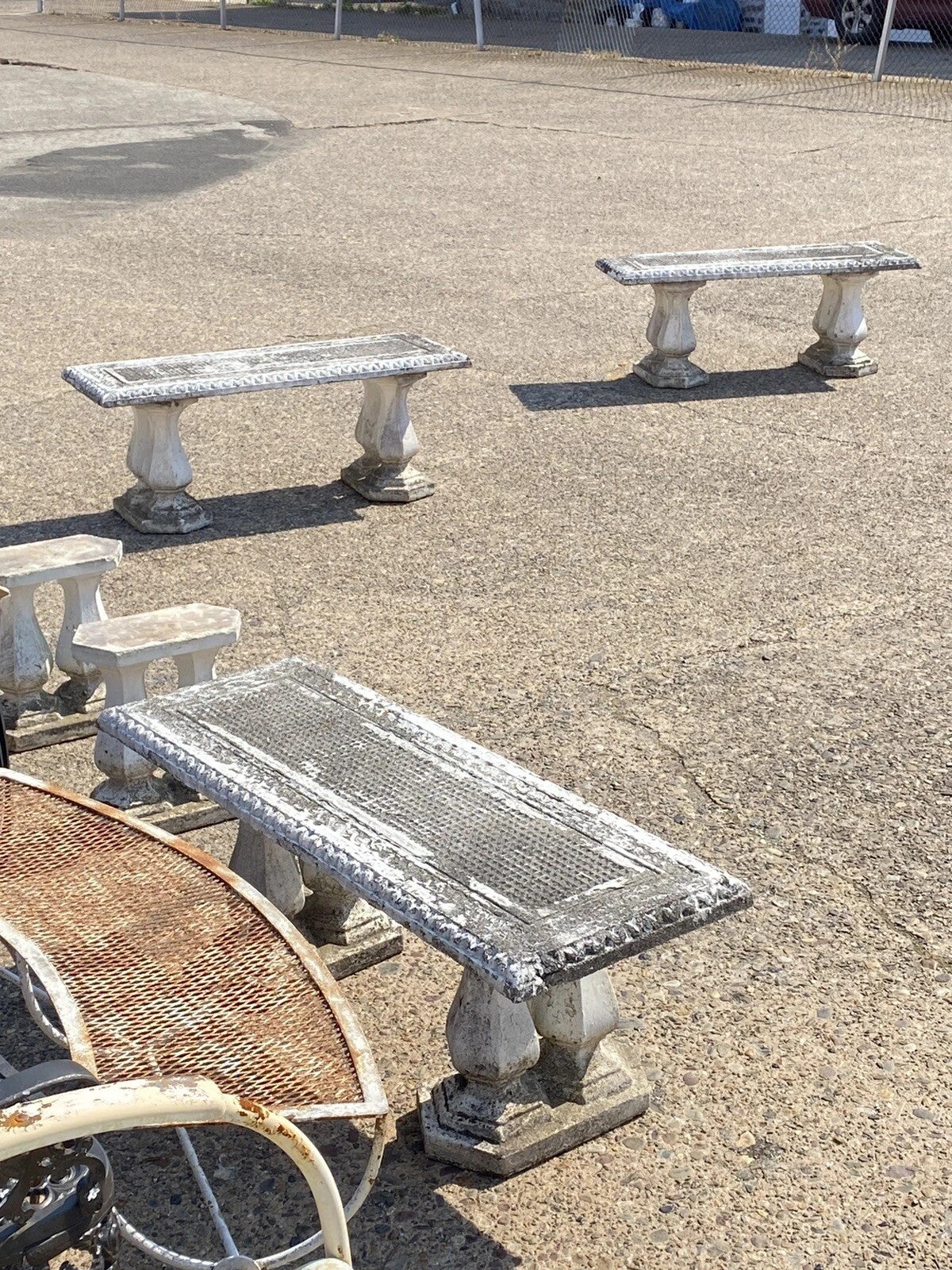 Vintage Classical Concrete Cement Double Baluster Pedestal Outdoor Garden Bench