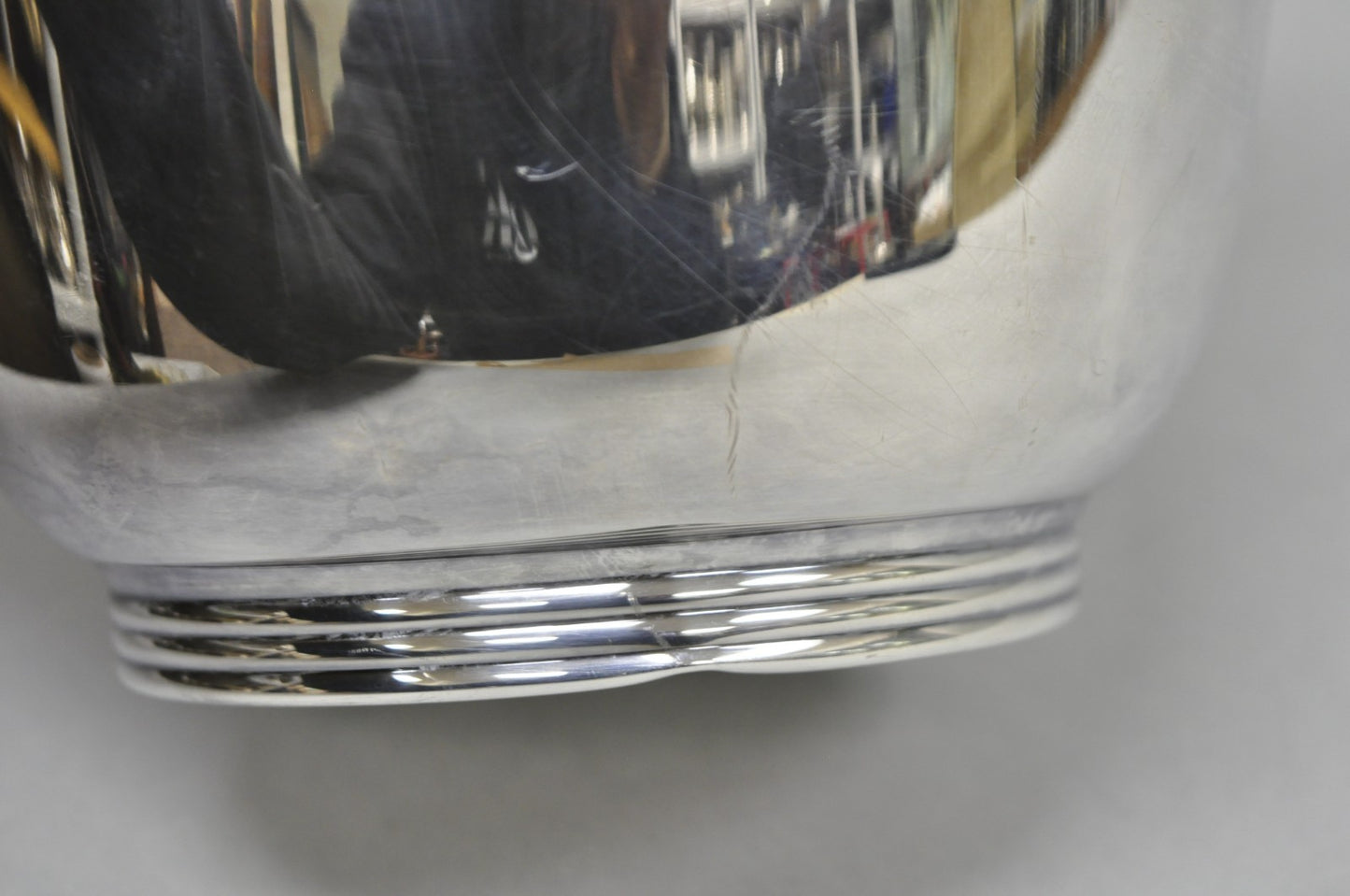 Mid Century Modern Sheffield Silver Plated Reticulating Hinge Ice Bucket w Tongs
