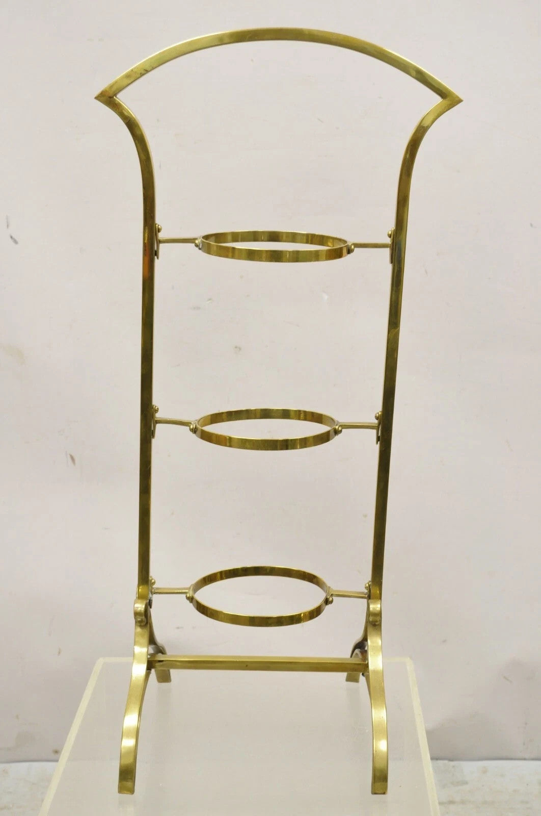 Vintage Italian Mid Century Modern Brass 3 Tier Muffin Pastry Cake Stand
