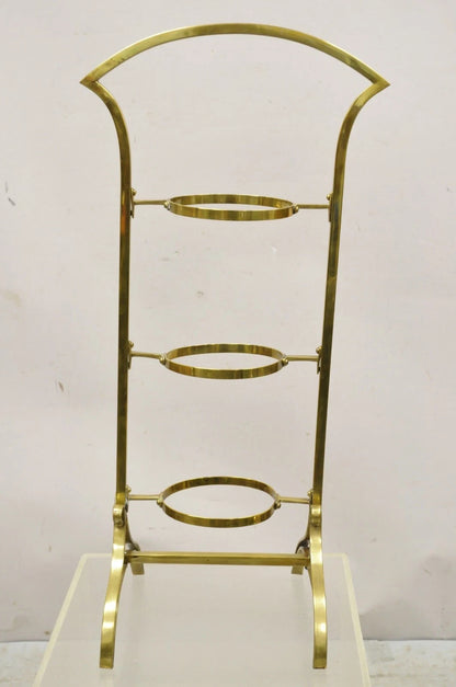 Vintage Italian Mid Century Modern Brass 3 Tier Muffin Pastry Cake Stand