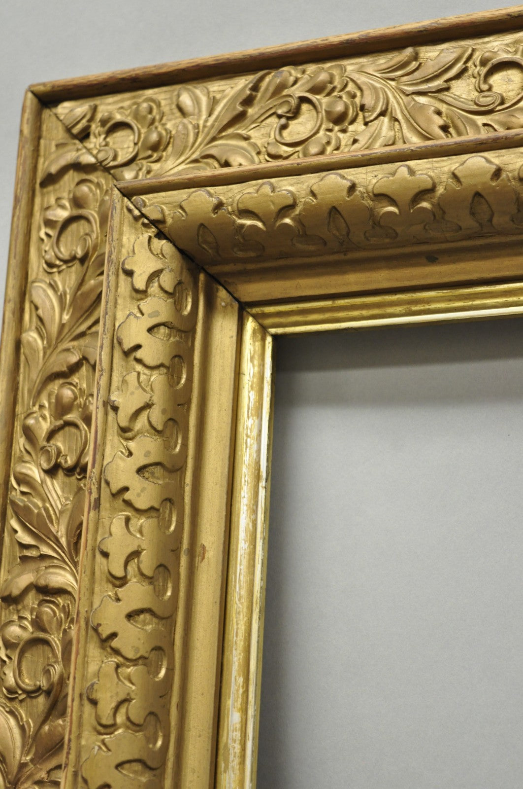 Antique Victorian Gold Gilt Oak Wood Leafy Scroll Deep Picture Frame 32.5 x 26.5