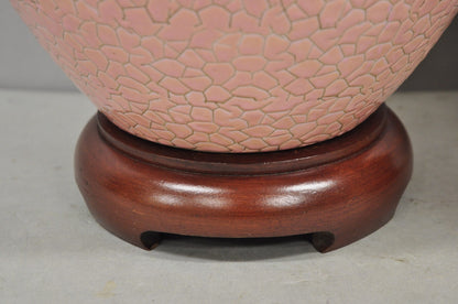 Vintage Chinoiserie Pink Porcelain Chinese Ginger Jar Table Lamps - a Pair