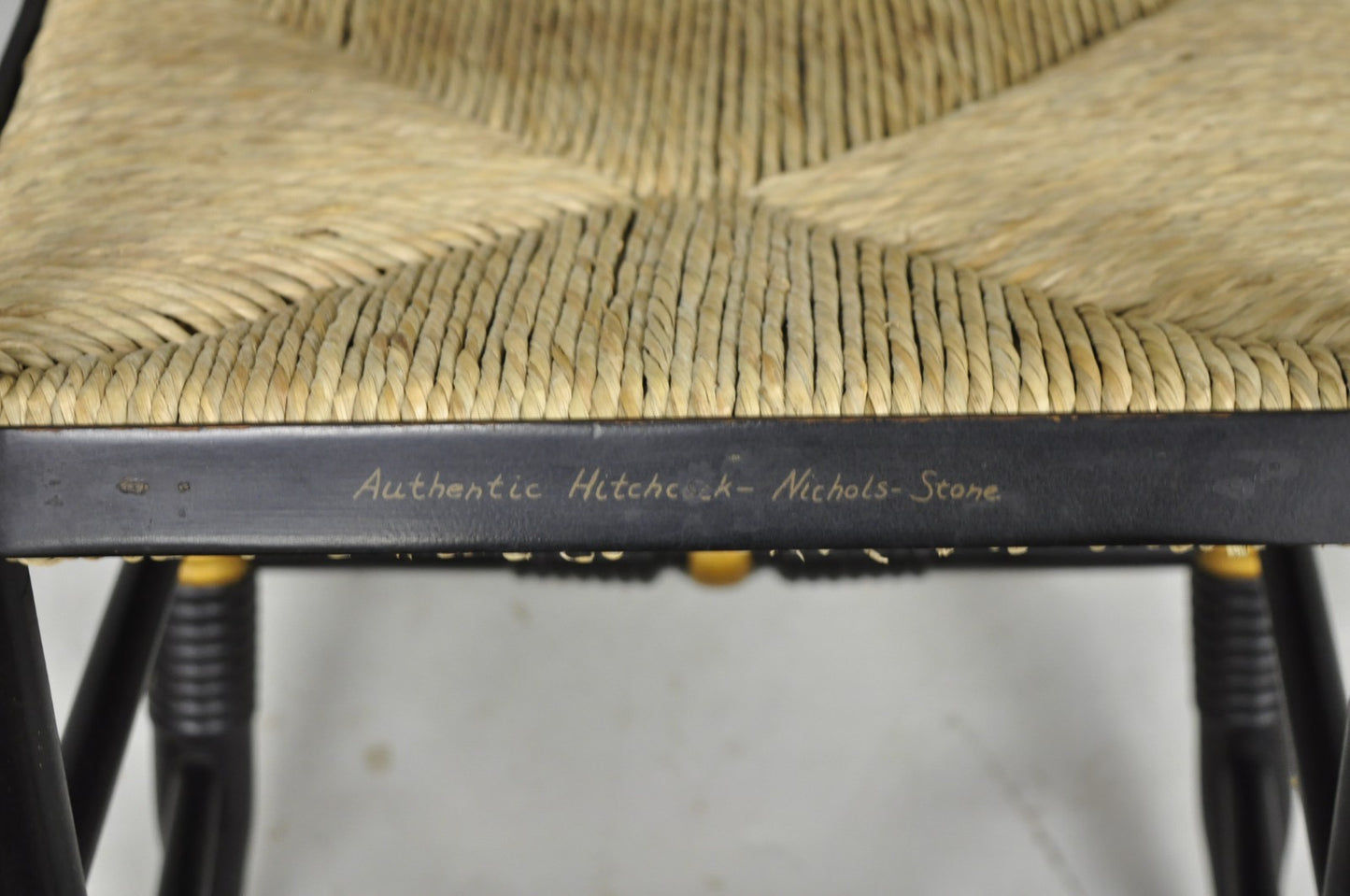 Vintage Nichols & Stone Hitchcock Harvest Stencil Painted Black Side Chair