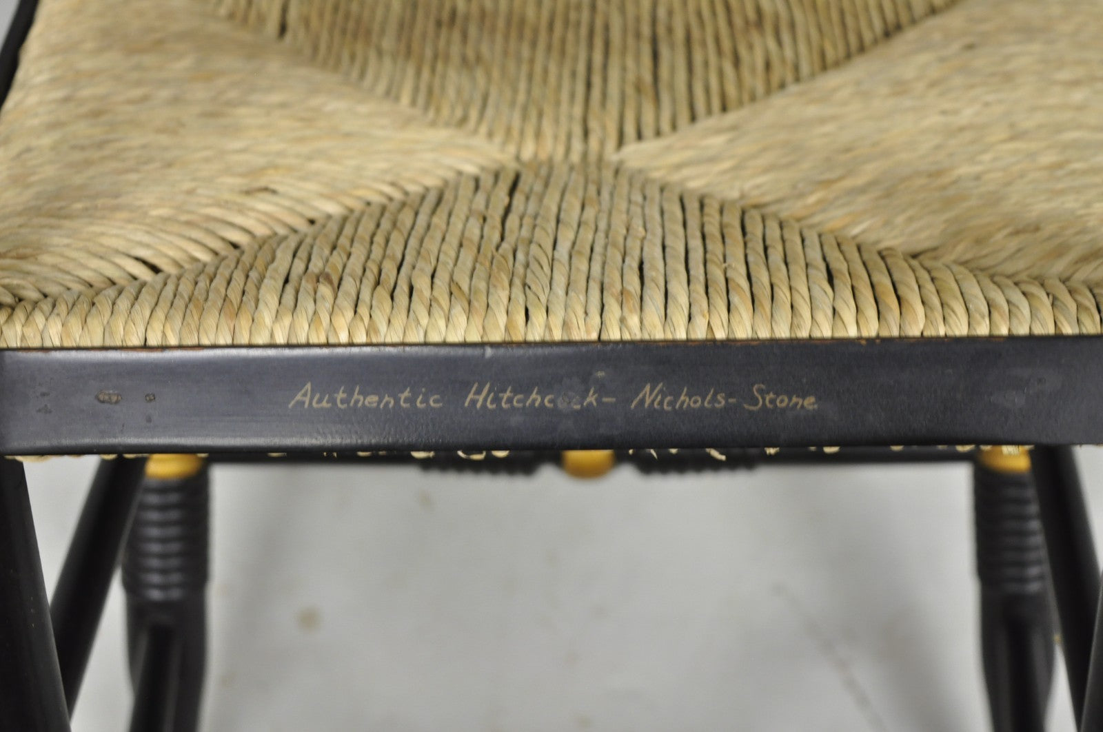 Vintage Nichols & Stone Hitchcock Harvest Stencil Painted Black Side Chair