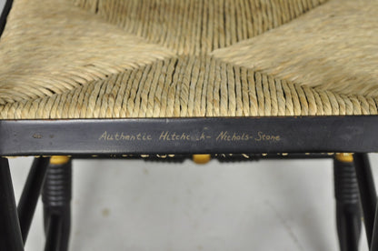 Vintage Nichols & Stone Hitchcock Harvest Stencil Painted Black Side Chair