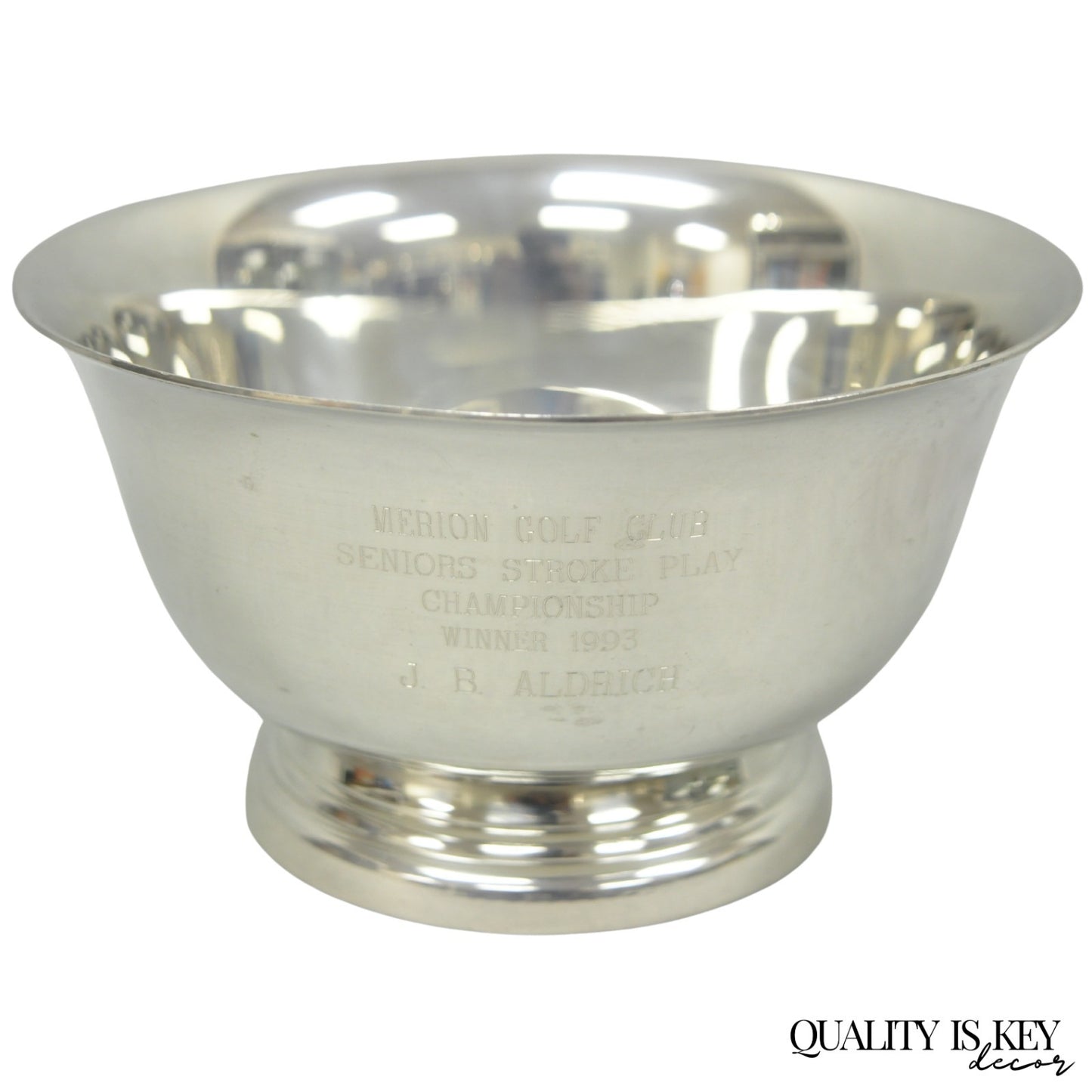 Vintage Regency Style Silver Plated Pewter 1993 Merion Golf Club Award Bowl