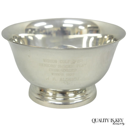 Vintage Regency Style Silver Plated Pewter 1993 Merion Golf Club Award Bowl