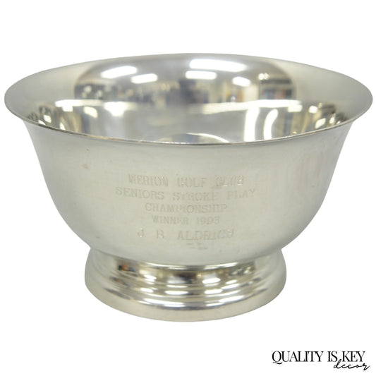 Vintage Regency Style Silver Plated Pewter 1993 Merion Golf Club Award Bowl