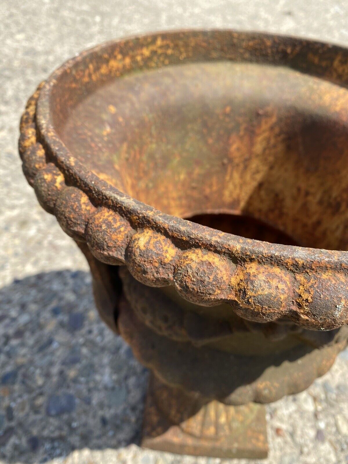 Cast Iron French Classical Style Urn Form 17" Outdoor Garden Planter with Faces