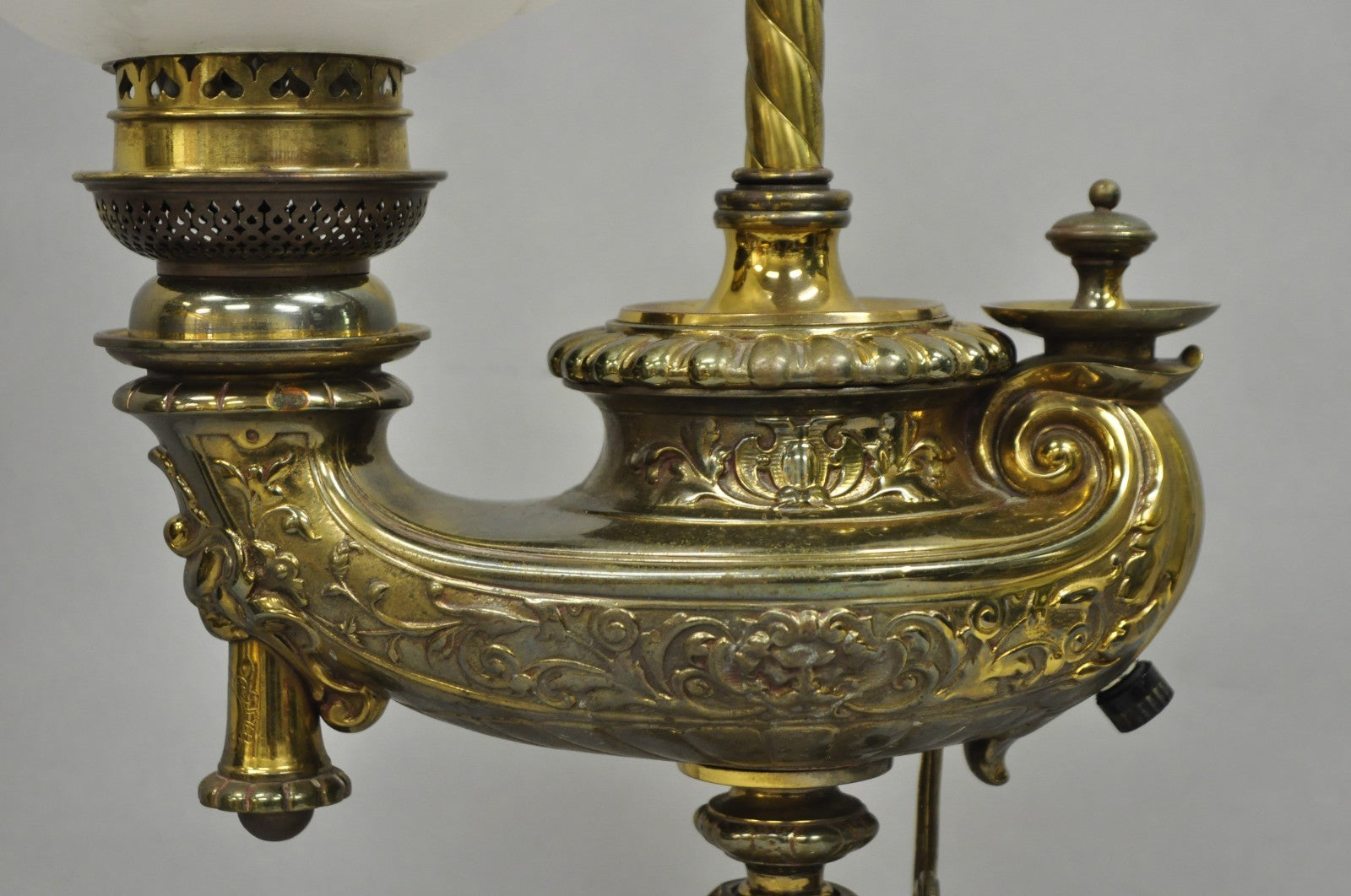 Antique French Renaissance Bronze Gone With The Wind Genie Lantern Student Lamp