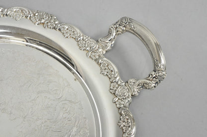 Vintage Oneida Silver Plated Round Twin Handle Serving Platter Bar Tray