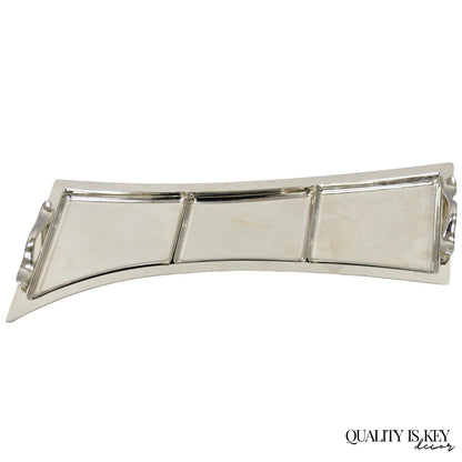 Vintage Modern Silver Plated 3 Section Narrow Serving Tray Trinket Dish by Towle