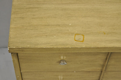 Vintage Mid Century Modern Blonde Wood 3 Drawer Dresser Commode Chest Nightstand