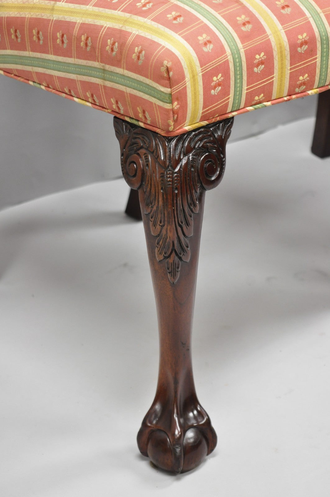 Vintage Chippendale Mahogany Ball and Claw Dining Side Chairs attr. Kindel, Pair