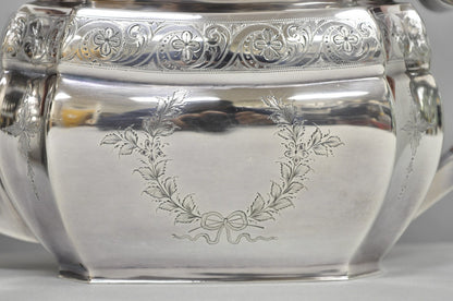 Antique Bailey Banks & Biddle English Edwardian Silver Plated Tea Set - 4 Pcs