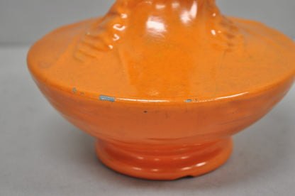 Antique 1940s Roseville Pottery USA Pitcher Ewer Freesia Botanical Orange Vase
