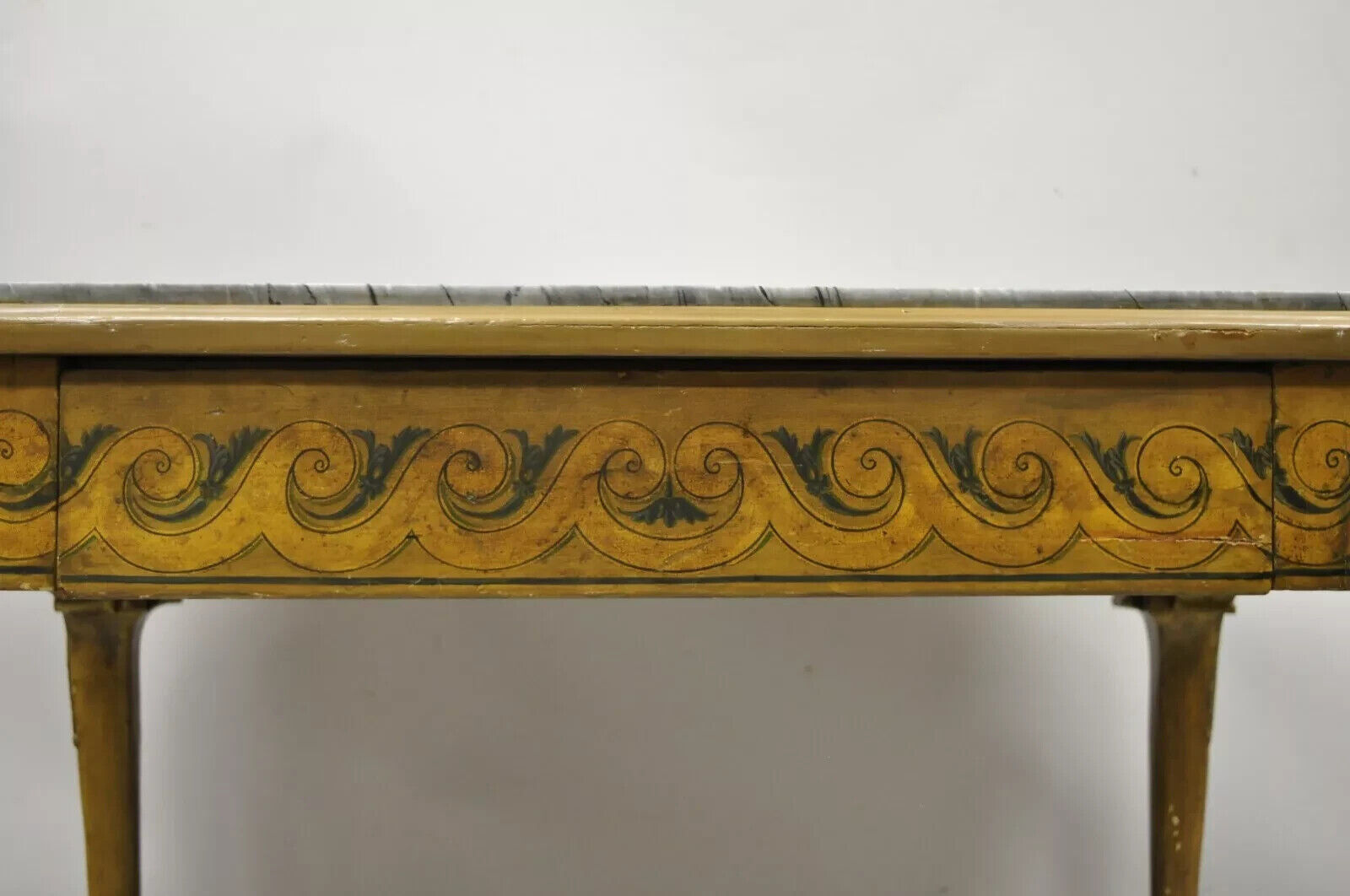 Antique French Adams Style Hand Painted Queen Anne One Drawer Center Table