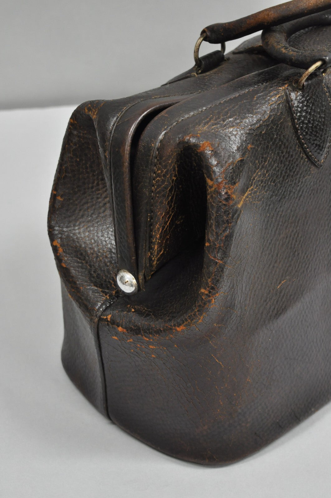 Vintage Art Deco Brown Cowhide Leather Doctor's Bag by Kruse