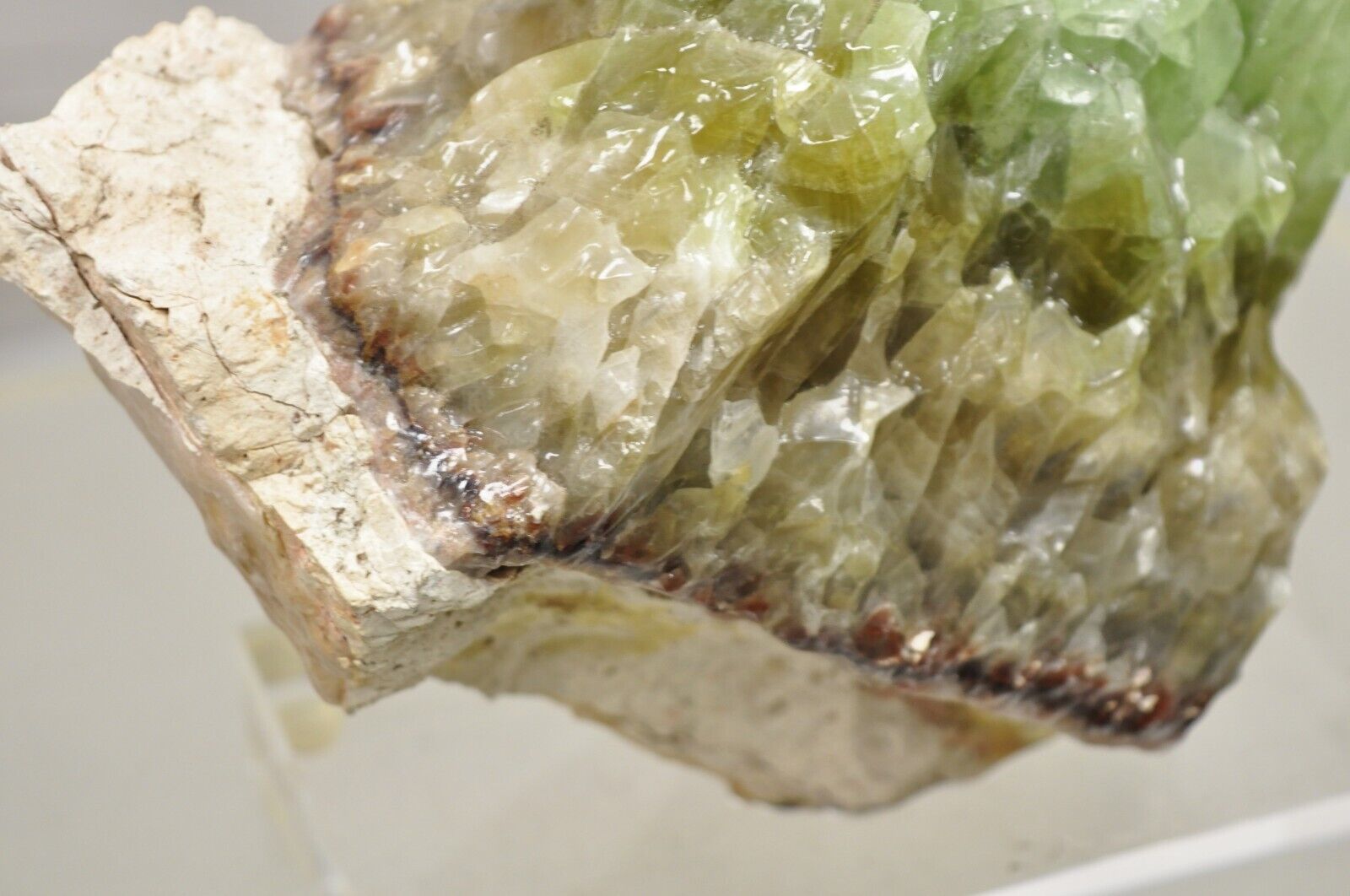 Large Green Calcite Quartz Mineral Geode Specimen Sculpture by Brenda Houston