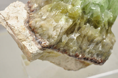 Large Green Calcite Quartz Mineral Geode Specimen Sculpture by Brenda Houston
