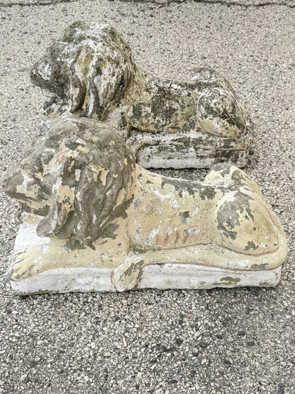 Vintage Classical Style Cast Cement Concrete Guardian Entry Lions - Pair